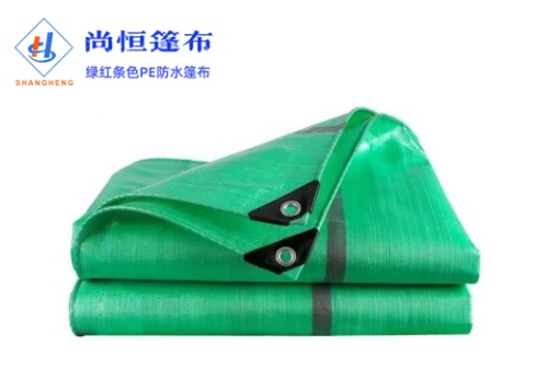 绿红条色聚乙烯防水篷布5米×7米克重95g