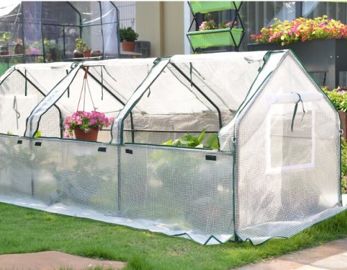 温室花房用透明白网格篷布案例